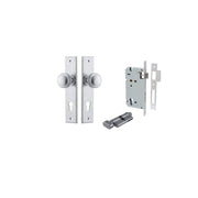 Paddington Knob Chamfered Backplate Entrance Kit w High Security Lock Brushed Chrome