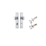 Paddington Knob Chamfered Backplate Privacy Kit w Privacy Turn Brushed Chrome
