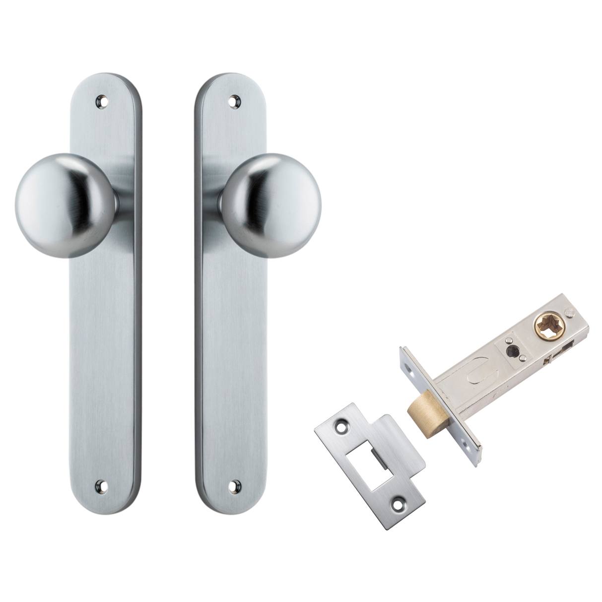 Cambridge Knob Oval Backplate Passage Kit Brushed Chrome