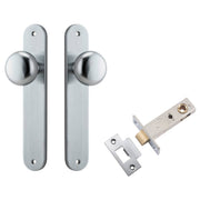 Cambridge Knob Oval Backplate Passage Kit Brushed Chrome