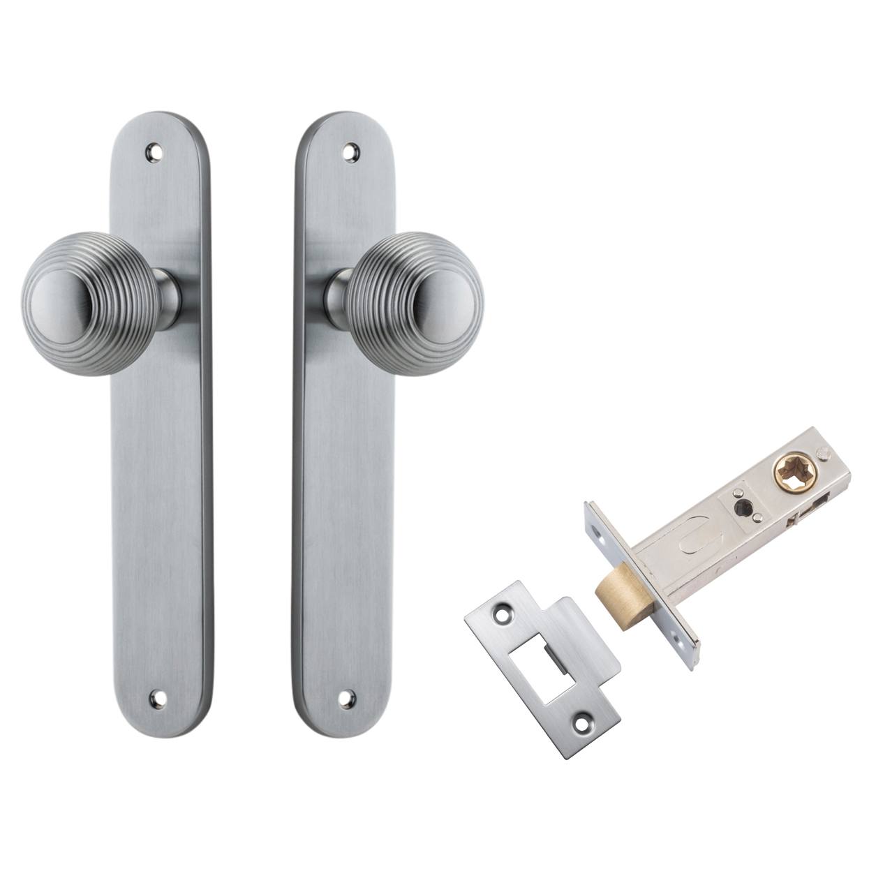 Guildford Knob Oval Backplate Passage Kit Brushed Chrome