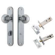 Guildford Knob Oval Backplate Privacy Kit w Privacy Turn Brushed Chrome