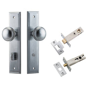 Paddington Knob Stepped Backplate Privacy Kit w Privacy Turn Brushed Chrome