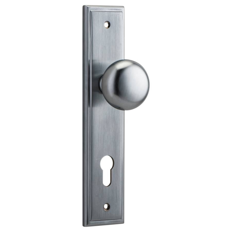 Cambridge Knob Stepped Backplate Brushed Chrome