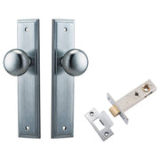 Cambridge Knob Stepped Backplate Passage Kit Brushed Chrome