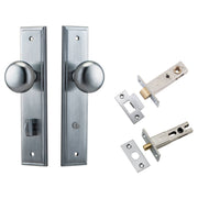 Cambridge Knob Stepped Backplate Privacy Kit w Privacy Turn Brushed Chrome
