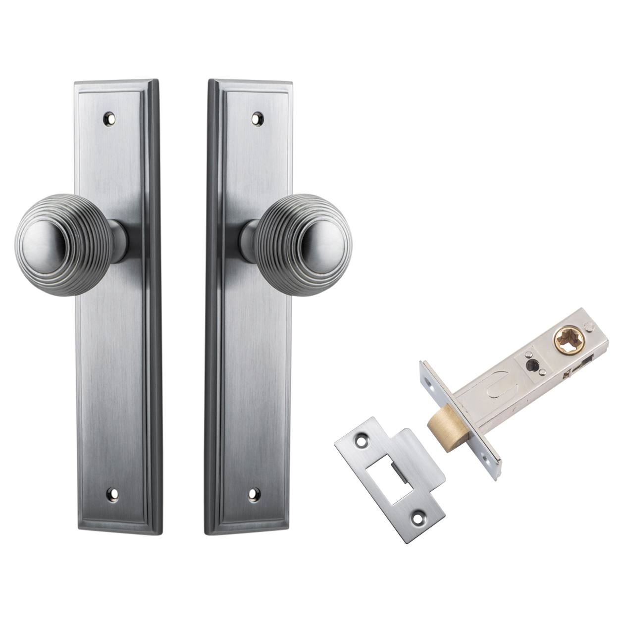 Guildford Knob Stepped Backplate Passage Kit Brushed Chrome