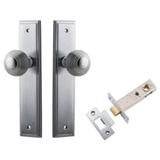 Guildford Knob Stepped Backplate Passage Kit Brushed Chrome