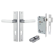 Osaka Lever Rectangular Backplate Entrance Kit w High Security Lock Brushed Chrome