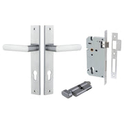 Osaka Lever Rectangular Backplate Entrance Kit w High Security Lock Brushed Chrome