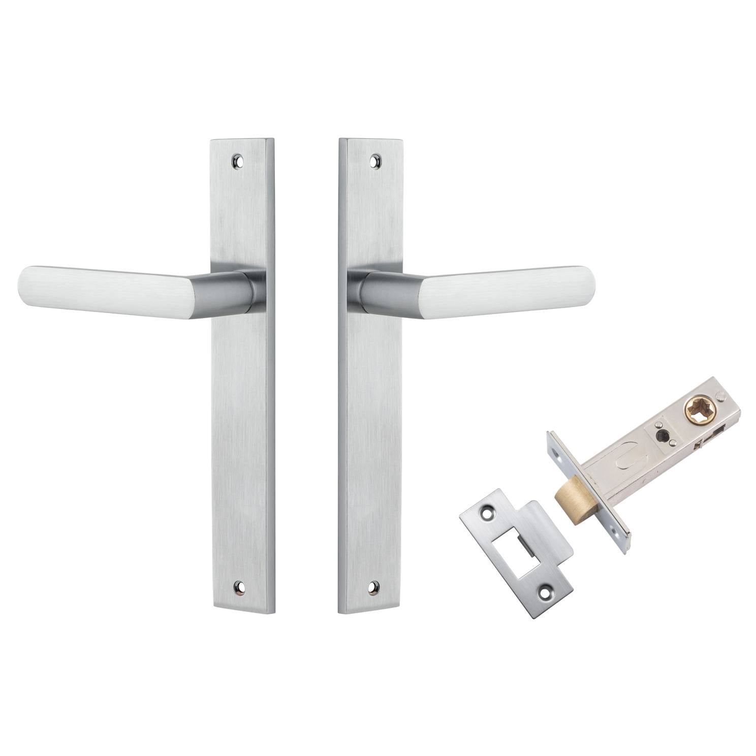 Osaka Lever Rectangular Backplate Passage Kit Brushed Chrome