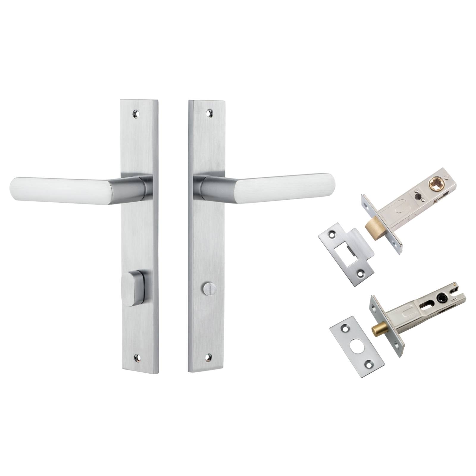 Osaka Lever Rectangular Backplate Privacy Kit w Privacy Turn Brushed Chrome