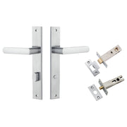 Osaka Lever Rectangular Backplate Privacy Kit w Privacy Turn Brushed Chrome