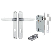 Osaka Lever Oval Backplate Entrance Kit w High Security Lock Brushed Chrome