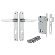 Osaka Lever Oval Backplate Entrance Kit w High Security Lock Brushed Chrome