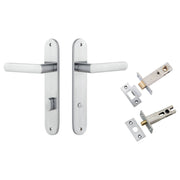 Osaka Lever Oval Backplate Privacy Kit w Privacy Turn Brushed Chrome