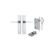 Osaka Lever Chamfered Backplate Entrance Kit w High Security Lock Brushed Chrome