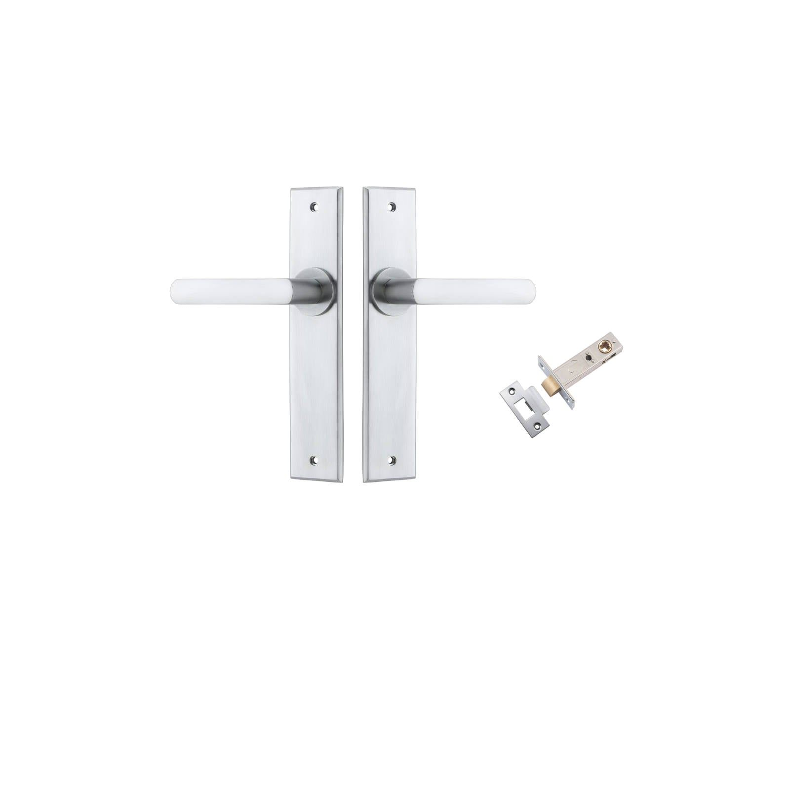 Osaka Lever Chamfered Backplate Passage Kit Brushed Chrome