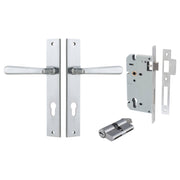 Copenhagen Lever Rectangular Backplate Entrance Kit w High Security Lock Brushed Chrome