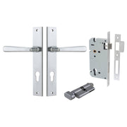 Copenhagen Lever Rectangular Backplate Entrance Kit w High Security Lock Brushed Chrome