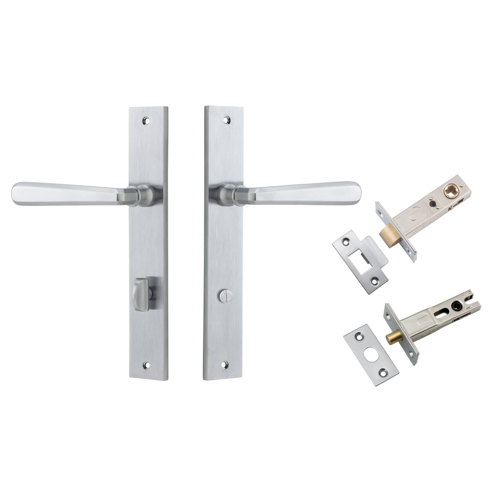 Copenhagen Lever Rectangular Backplate Privacy Kit w Privacy Turn Brushed Chrome