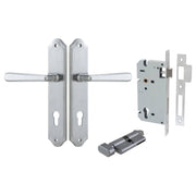 Copenhagen Lever Shouldered Backplate Entrance Kit w High Security Lock Brushed Chrome