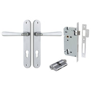 Copenhagen Lever Oval Backplate Entrance Kit w High Security Lock Brushed Chrome