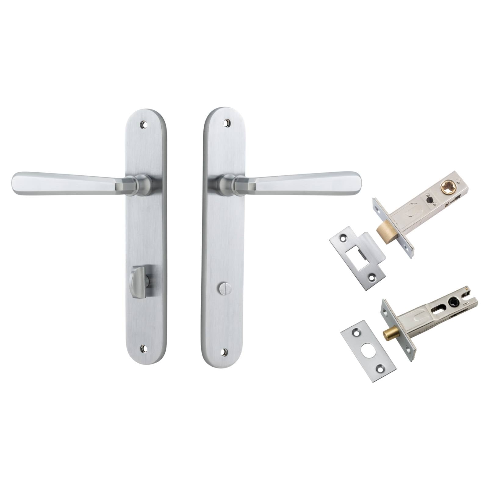 Copenhagen Lever Oval Backplate Privacy Kit w Privacy Turn Brushed Chrome