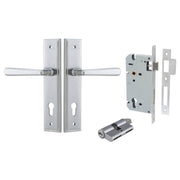 Copenhagen Lever Stepped Backplate Entrance Kit w High Security Lock Brushed Chrome