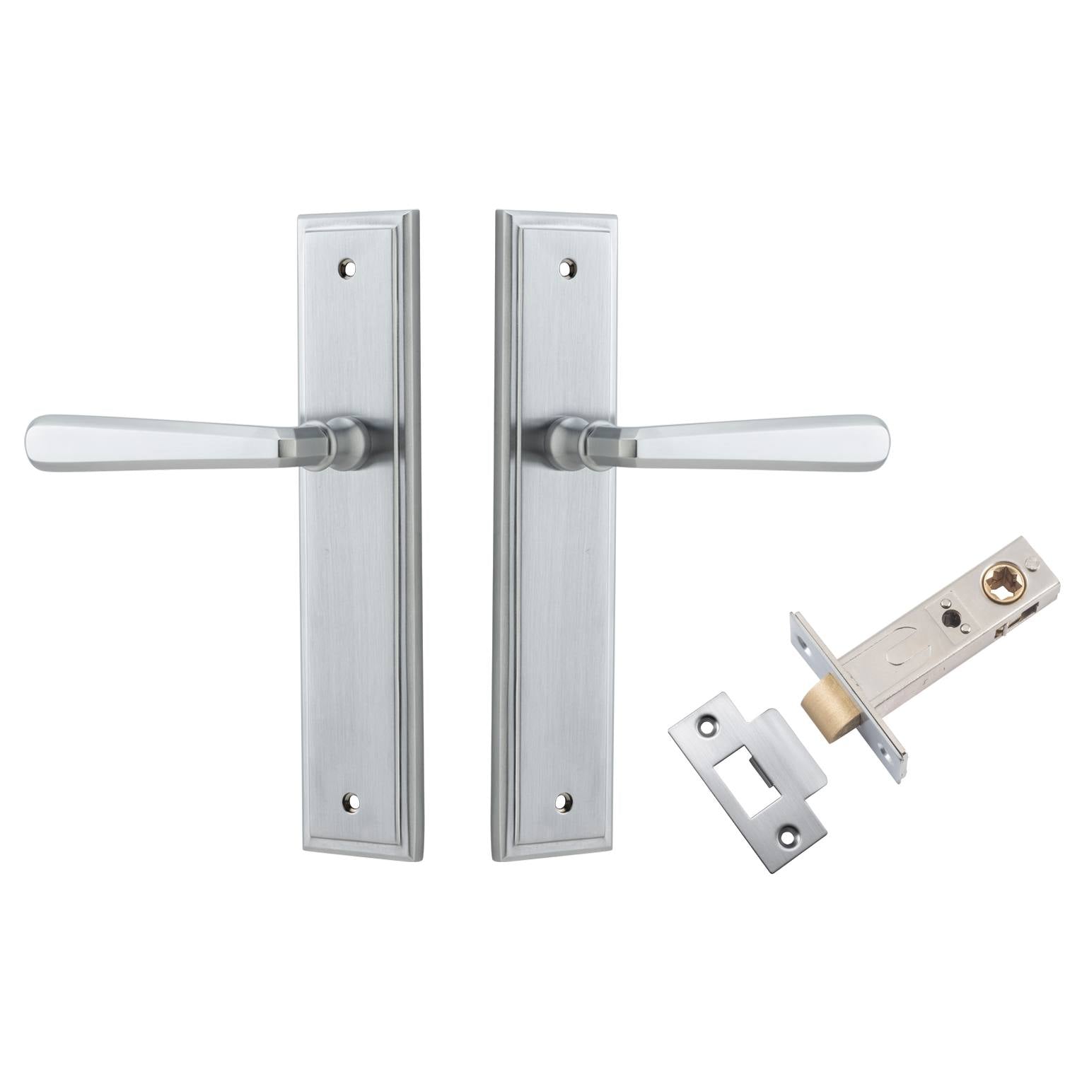 Copenhagen Lever Stepped Backplate Passage Kit Brushed Chrome
