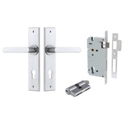 Copenhagen Lever Chamfered Backplate Entrance Kit w High Security Lock Brushed Chrome