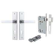 Copenhagen Lever Chamfered Backplate Entrance Kit w High Security Lock Brushed Chrome