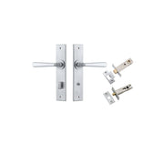 Copenhagen Lever Chamfered Backplate Privacy Kit w Privacy Turn Brushed Chrome