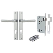 Helsinki Lever Rectangular Backplate Entrance Kit w High Security Lock Brushed Chrome