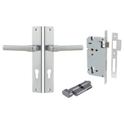 Helsinki Lever Rectangular Backplate Entrance Kit w High Security Lock Brushed Chrome