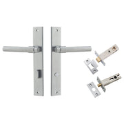 Helsinki Lever Rectangular Backplate Privacy Kit w Privacy Turn Brushed Chrome