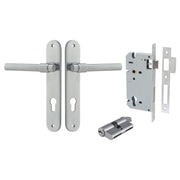 Helsinki Lever Oval Backplate Entrance Kit w High Security Lock Brushed Chrome