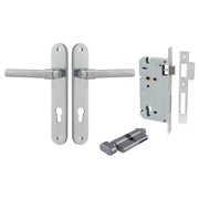 Helsinki Lever Oval Backplate Entrance Kit w High Security Lock Brushed Chrome