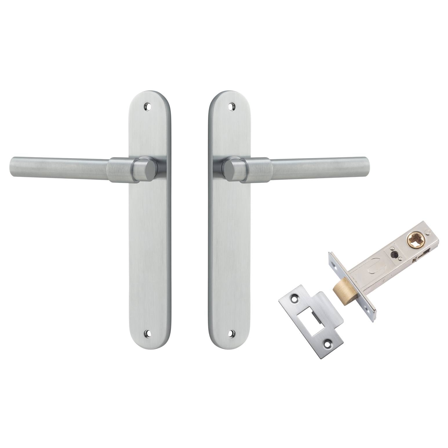 Helsinki Lever Oval Backplate Passage Kit Brushed Chrome