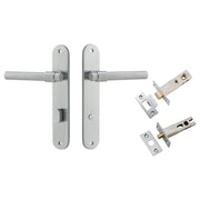 Helsinki Lever Oval Backplate Privacy Kit w Privacy Turn Brushed Chrome