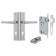 Helsinki Lever Stepped Backplate Entrance Kit w High Security Lock Brushed Chrome