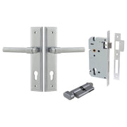 Helsinki Lever Stepped Backplate Entrance Kit w High Security Lock Brushed Chrome