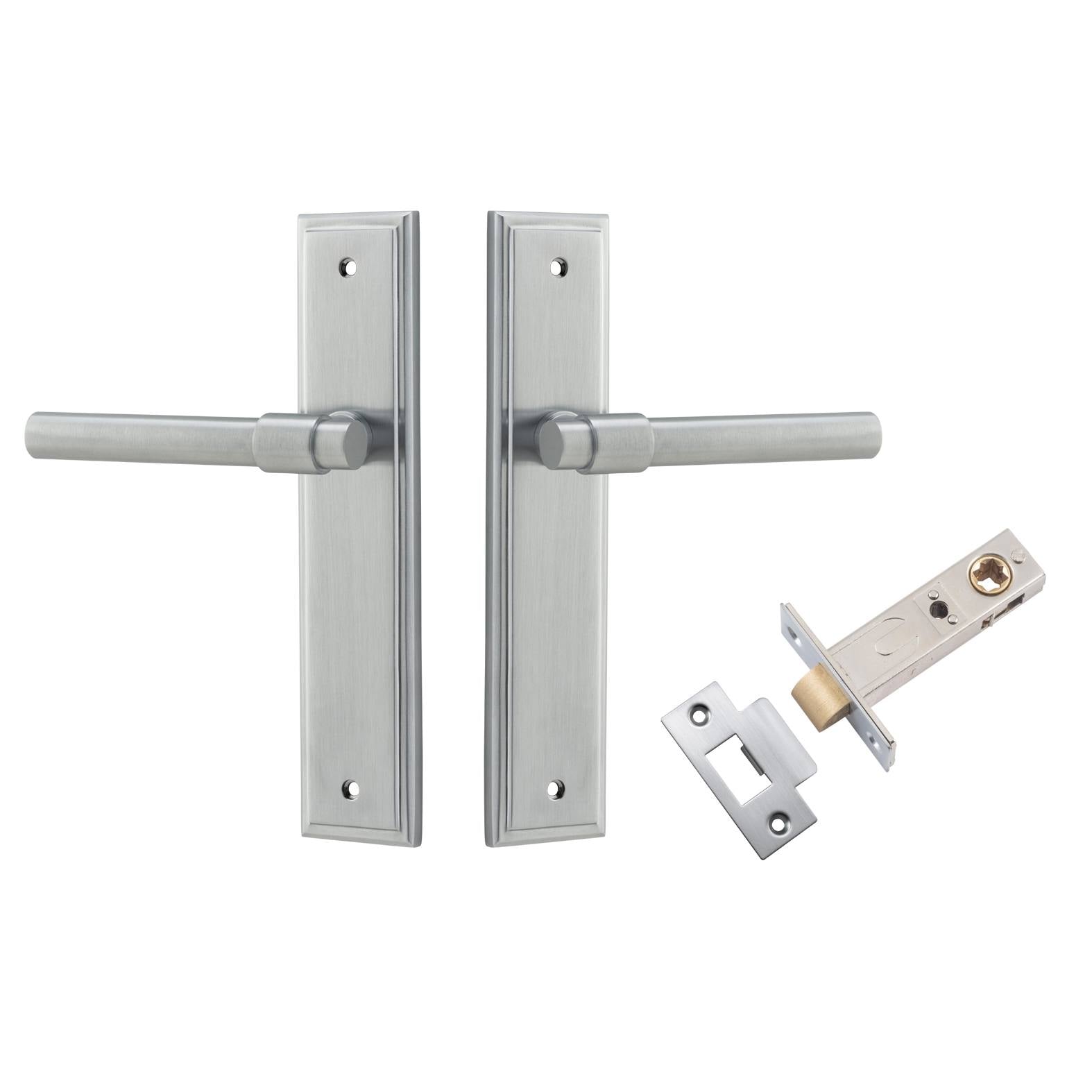 Helsinki Lever Stepped Backplate Passage Kit Brushed Chrome