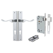 Stirling Lever Rectangular Backplate Entrance Kit w High Security Lock Brushed Chrome