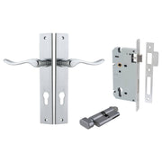 Stirling Lever Rectangular Backplate Entrance Kit w High Security Lock Brushed Chrome