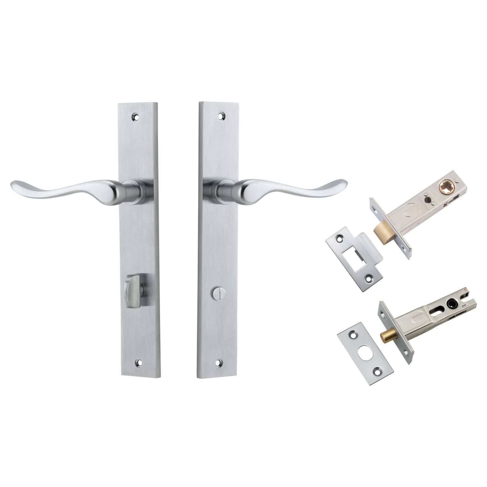 Stirling Lever Rectangular Backplate Privacy Kit w Privacy Turn Brushed Chrome