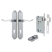Stirling Lever Shouldered Backplate Entrance Kit w High Security Lock Brushed Chrome