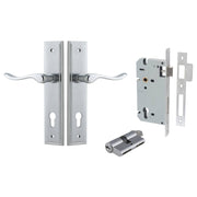 Stirling Lever Stepped Backplate Entrance Kit w High Security Lock Brushed Chrome