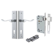 Stirling Lever Stepped Backplate Entrance Kit w High Security Lock Brushed Chrome
