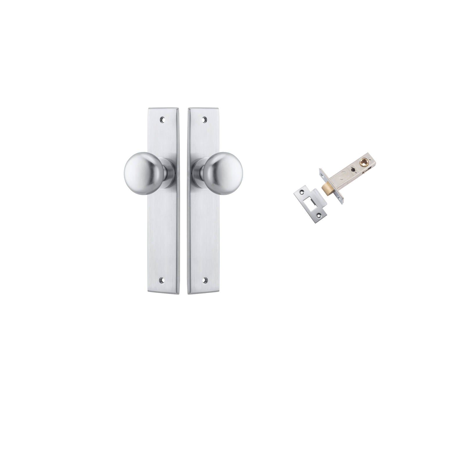 Cambridge Knob Chamfered Backplate Passage Kit Brushed Chrome